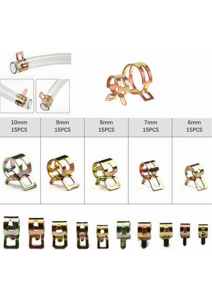 75 Pcs Çinko Kaplamalı Yay Hortum Kelepçeleri + Düz Boğaz Tüp Kelepçesi Bant Kelepçesi Metal Harfa Eden Çiftlik Kiti (Yurt Dışından) fiyatları