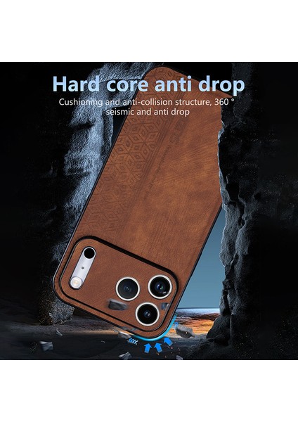 iPhone 17 Pro Retro Kabartmalı Desen Pu Cep Telefonu Kılıfı (Yurt Dışından) modelleri