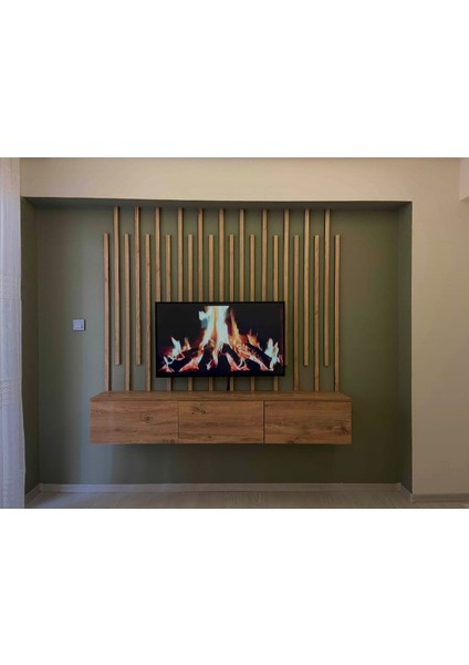 Kendinden Yapışkanlı MDF Duvar Çıtası 240x2,8x1,8 cm Savana Meşe 12'li Set Tüm Yüzeylere Uygun