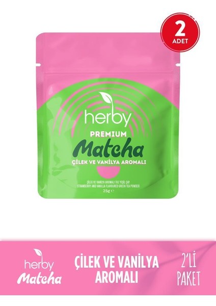 Premium Matcha Çilek ve Vanilya Aromalı 2'li