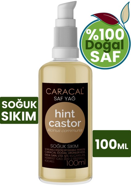 Doğal Hint Yağı 100 ml – Soğuk Sıkım, Saf ve Katkısız Kastor Yağı, Nemlendirici, Hexansız
