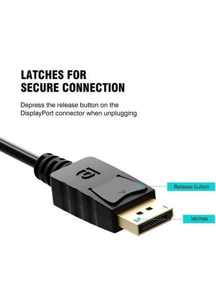 1843 1.8 Metre Displayport To HDMI Çevirici Dönüştürücü Adaptör Kablosu 24 Ayar Altın Kaplama Giriş Uçları Yüksek Kaliteli fiyatları