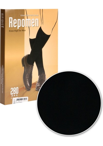 280 Den. 19-21 Mmhg Unisex Diz Altı Çorabı (Repomen) - Siyah - 1