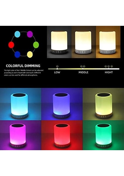 Lambası Bluetooth Hoparlör, Taşınabilir Kablosuz Bluetooth Hoparlör, Dokunmatik Kontrol Komodin Lambası, Dış Mekan Hoparlörleri Bluetooth, Kız, Erkek, Bebek Için En Iyi Hediyeler modelleri