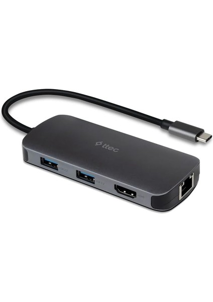 8 Girişli Usb-C Hub/çoklayıcı Usb-C 100W Pd 3.0 + HDMI + GB Ethernet + 2*usb-A 3.2 + Usb-A 2.0 + Sd + Microsd (Macbook Uyumlu)