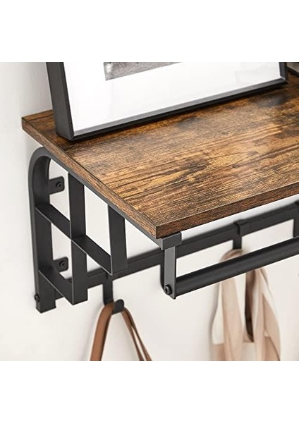 Raflı Duvar Portmanto, 5 Çıkarılabilir Kancalı Duvar Rafı, Asma Çubuklu Duvara Monte Asma Raf LCR12BX fiyatları