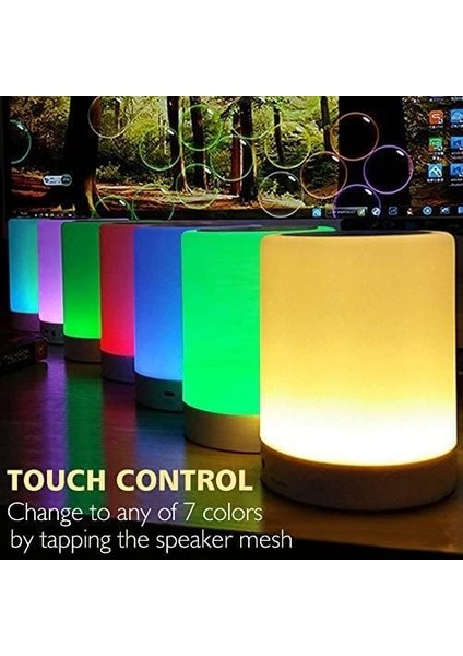 Gece Lambası Dokunmatik Lamba Renkli LED Işık Bluetooth Hoparlör USB Şarj Kablosuz Speaker fiyatları