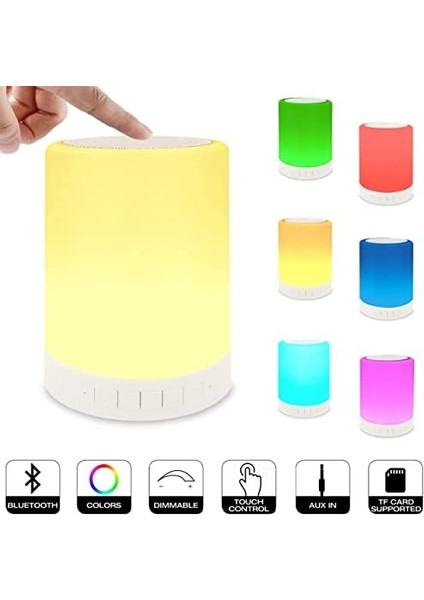 Gece Lambası Dokunmatik Lamba Renkli LED Işık Bluetooth Hoparlör USB Şarj Kablosuz Speaker modelleri