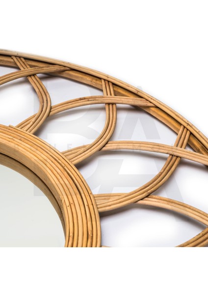 Yuvarlak Birleşen Yaprak Formlu Bambu Rattan Ayna modelleri