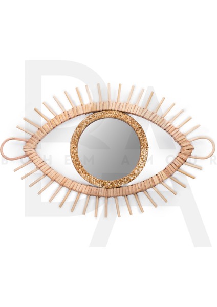 Göz Formlu Bambu Rattan Ayna