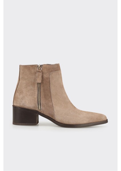 Vizon Deri Kadın Klasik Bot