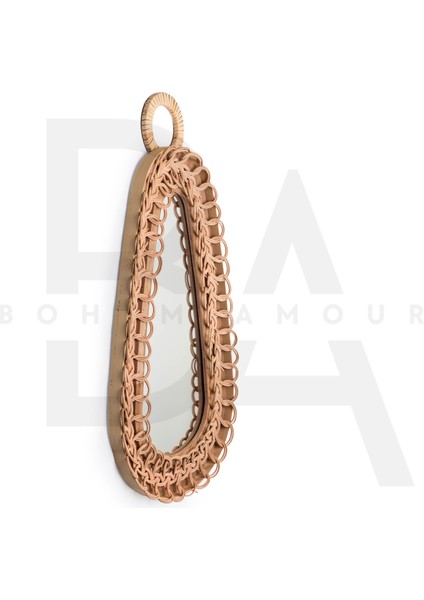 Damla Form Örgü Bambu Rattan Ayna fiyatları