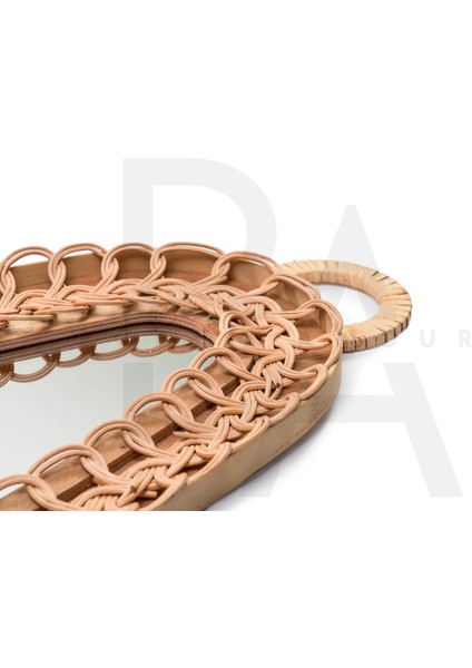 Damla Form Örgü Bambu Rattan Ayna modelleri