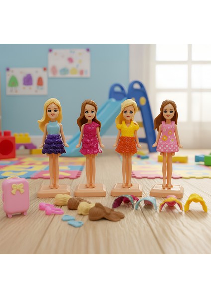 Dollylan Minkie Eğlenceli Moda Partisi Bebekleri 17 Parça 9cm