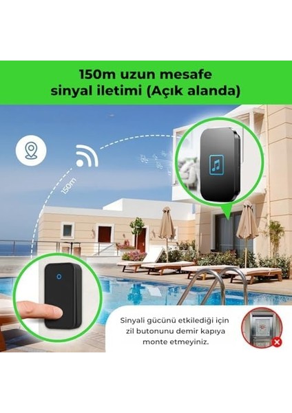 Kablosuz Kapı Zili Seti Pil Gerektirmez, Kinetik Enerjili Kapı Zili Pilsiz Şarjsız Kablosuz Fişi Prize Tak Çalıştır, LED Işıklı, Su Geçirmez, Ev Ofis Villa Için Uygun (1 Verici + 1 Alıcı) modelleri