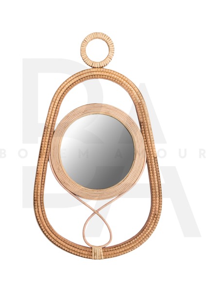 Damla Form Döngü Kavisli Bambu Rattan Ayna