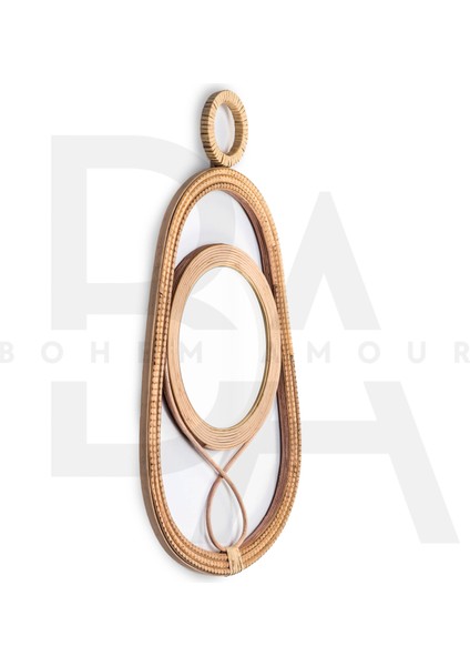 Damla Form Döngü Kavisli Bambu Rattan Ayna fiyatları