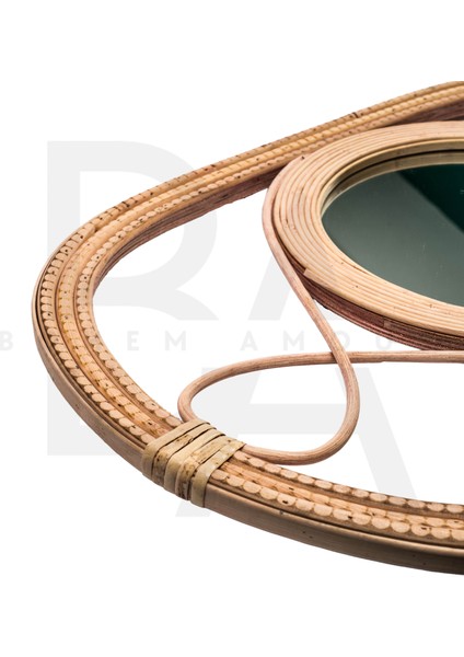 Damla Form Döngü Kavisli Bambu Rattan Ayna modelleri