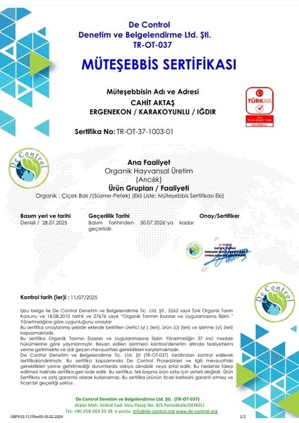 Organik Iğdır Balı - Süzme 2 kg fırsatları