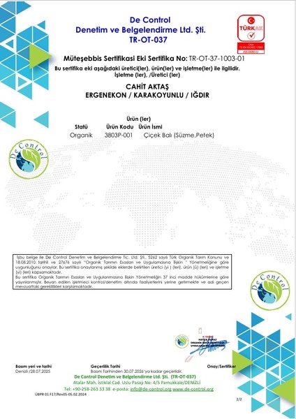Organik Iğdır Balı - Süzme 2 kg indirimleri
