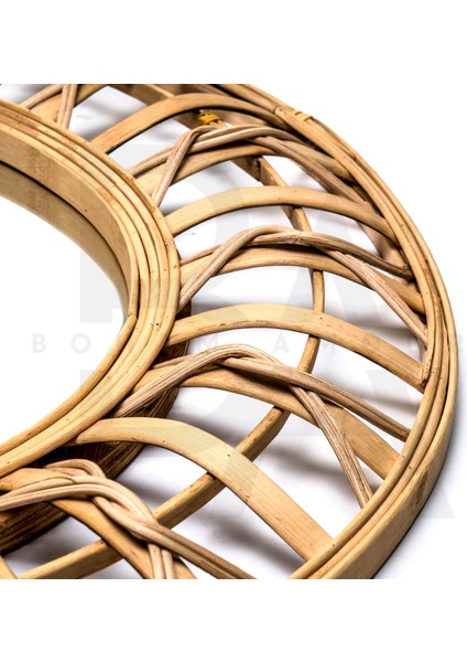 Yuvarlak Bükümlü Desen Bambu Rattan Ayna modelleri