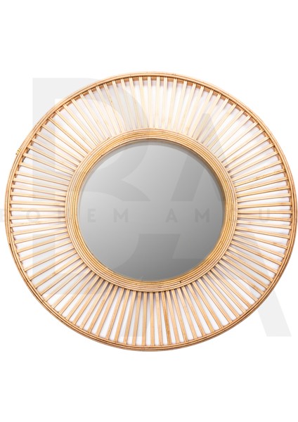 Yuvarlak Düz Çubuk Bambu Rattan Ayna
