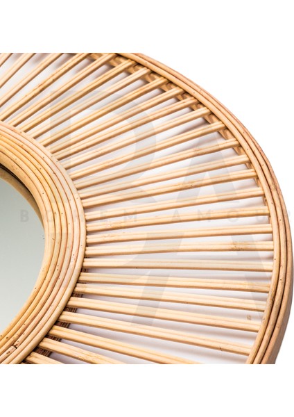 Yuvarlak Düz Çubuk Bambu Rattan Ayna modelleri