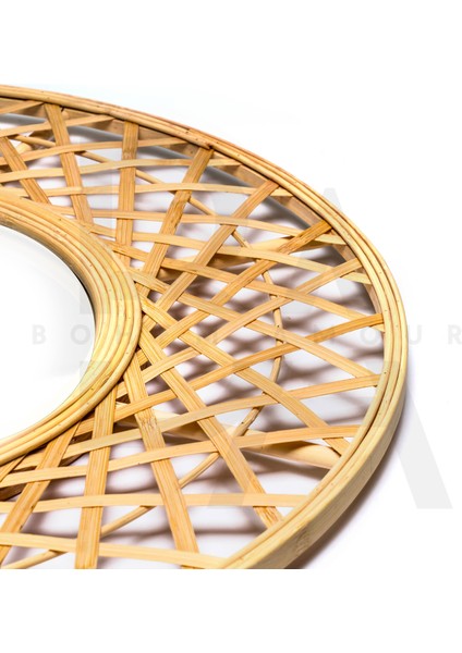 Yuvarlak Karma Örgü Bambu Rattan Ayna modelleri