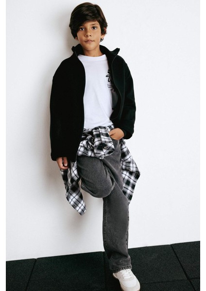 Erkek Çocuk Oversize Geniş Kalıp Dik Yaka Uzun Kollu Fermuarlı Gömlek Ceket F1473A825WN fiyatları