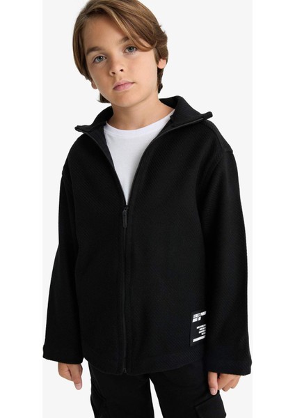 Erkek Çocuk Oversize Geniş Kalıp Dik Yaka Uzun Kollu Fermuarlı Gömlek Ceket F1473A825WN