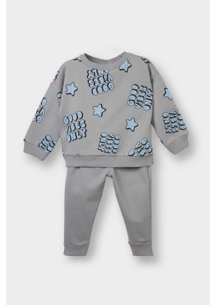 Erkek Bebek 2'li Takım Desenli Sweatshirt Alt F0234A525AU