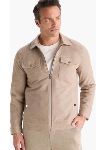 Slim Fit Dar Kesim Astarlı Fermuarlı Cepli Mevsimlik Baharlık Mont D7533AX25AU