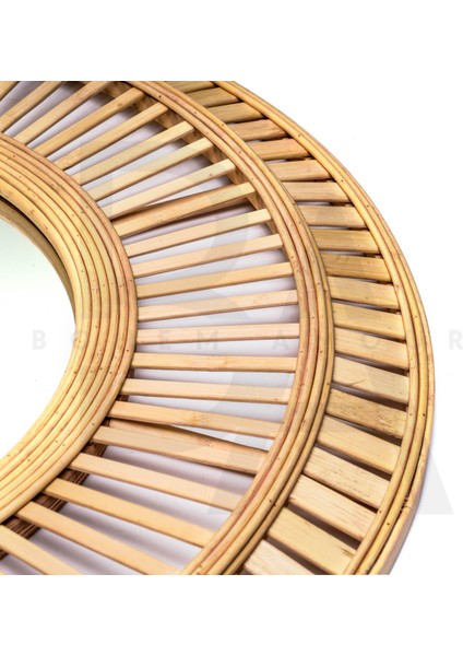 Yuvarlak Çubuk Desenli Bambu Rattan Ayna modelleri