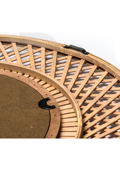 Yuvarlak Çapraz Desenli Bambu Rattan Ayna fırsatları