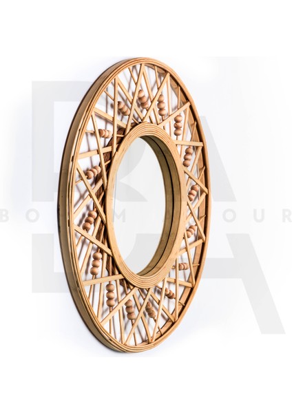 Yuvarlak Çapraz Boncuklu Bambu Rattan Ayna fiyatları