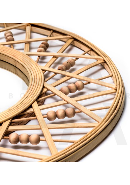 Yuvarlak Çapraz Boncuklu Bambu Rattan Ayna modelleri