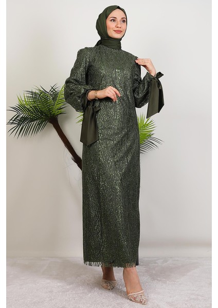 Dicle Tesettür Elbise Haki