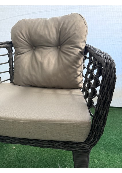 Kartepe 4 Sandalye+Sehpa Rattan Bahçe Balkon Takımı,gri Rattan/gri Kumaş modelleri