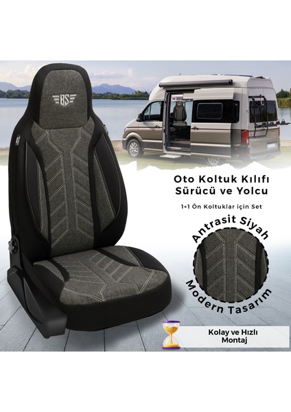 Plkt Serisi Volkswagen CRAFTER2006-2016 ile Uyumlu Pilot Oto Koltuk Kılıfı, Antrasit Siyah fırsatları