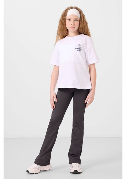 Antrasit Esnek Standart Fit Basic Performans Ispanyol Paça Kız Çocuk Tayt - 75193