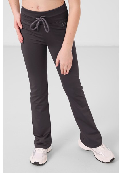 Antrasit Esnek Standart Fit Basic Performans Ispanyol Paça Kız Çocuk Tayt - 75193 fırsatları