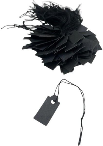 Küçük Boy Siyah Renk 2 /1 cm 80 Adet Karton Ipli Etiketi