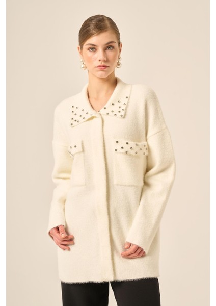 Kadın Beyoğlu Taş Işlemeli Hırka Ekru 20774 fırsatları