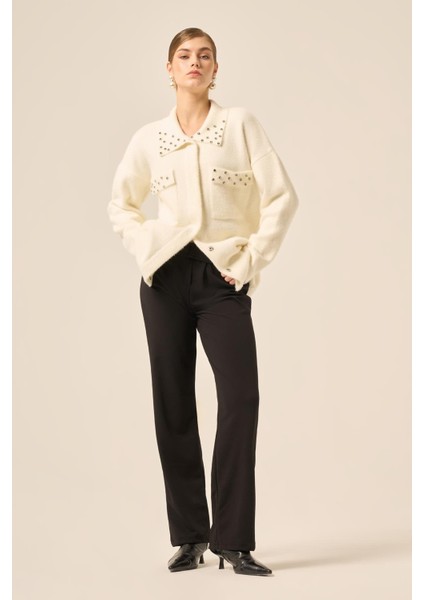 Kadın Beyoğlu Taş Işlemeli Hırka Ekru 20774 indirimleri