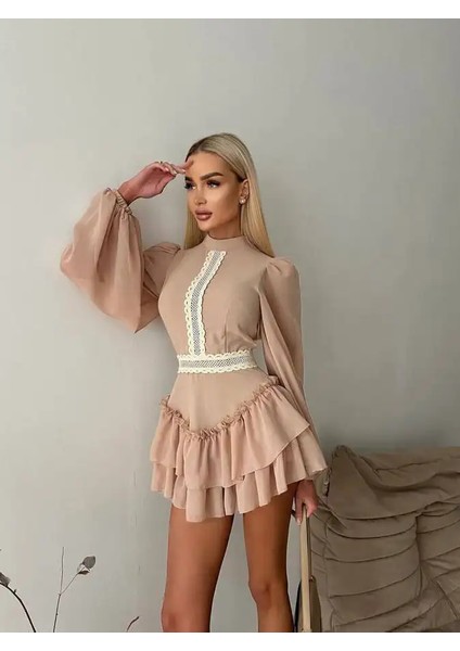 Liliya Güpür Dantel Detaylı Elbise