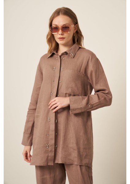 Kadın Ham Keten Takım Vizon 31115 indirimleri