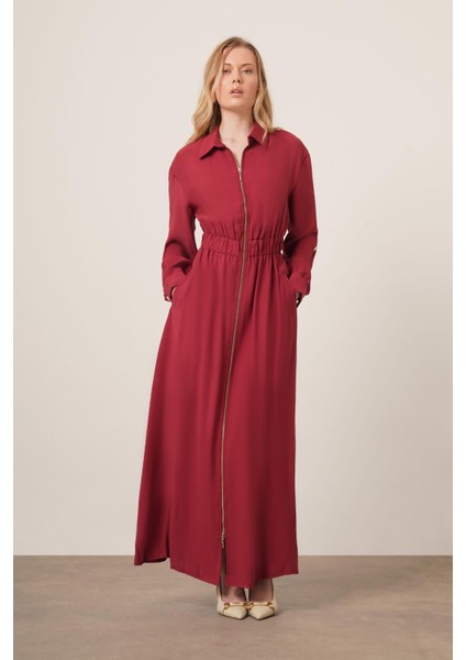 Kadın Modal Elbise Bordo 31033