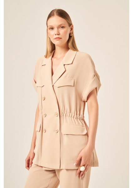 Kadın Crep Pantolonlu Takım Beige 31173 indirimleri