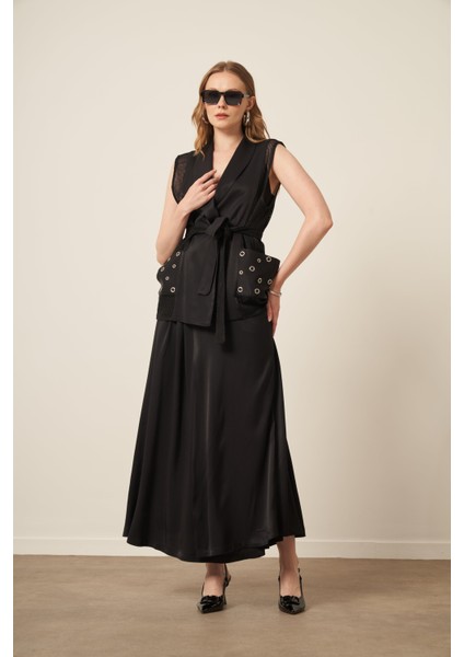 Kadın File Detay Takım Siyah 31088