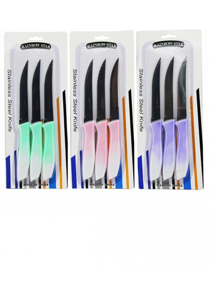 3'lü Tırtıklı Meyve Bıçağı 1 Adet -CLKN-1869